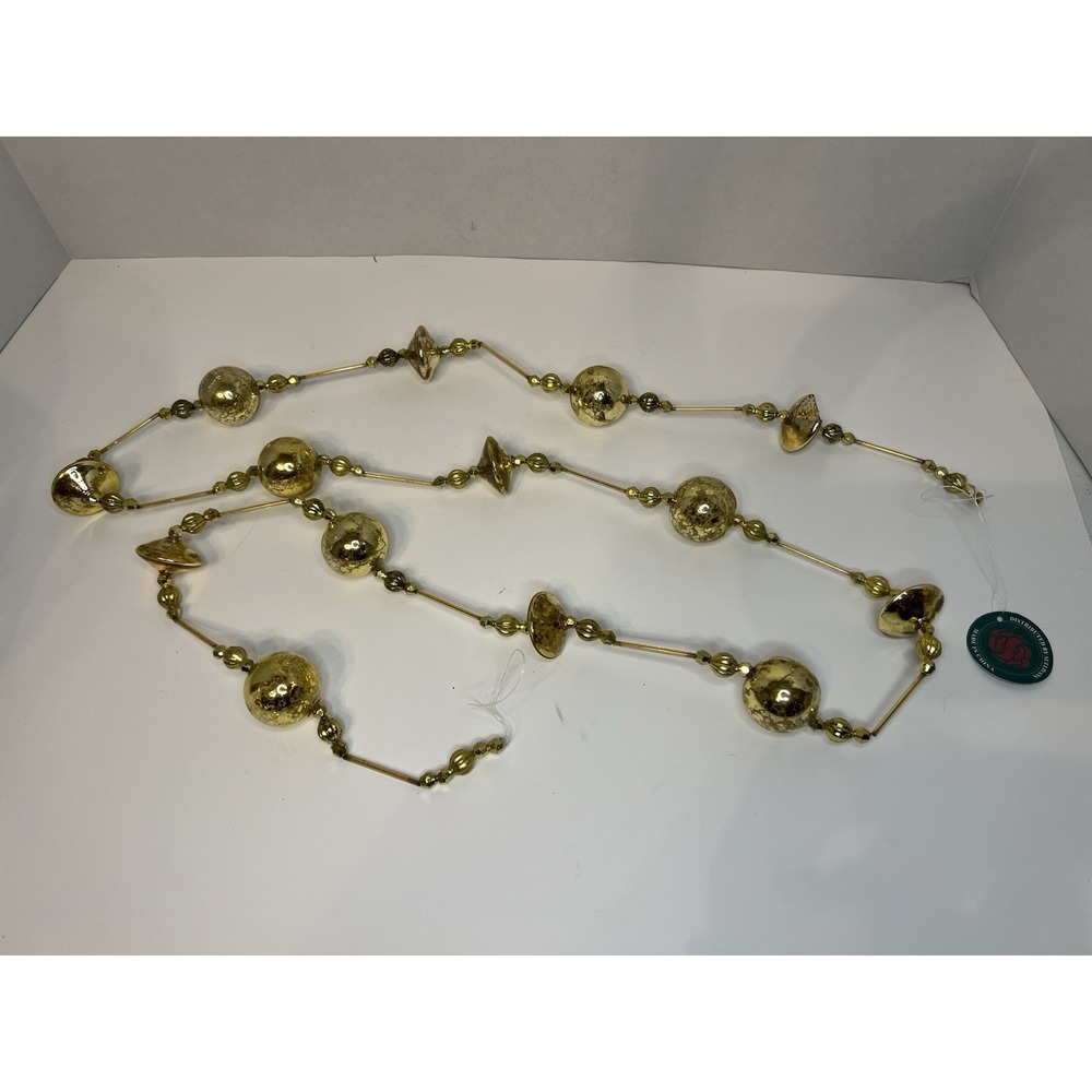Set Of 7 Gold Glass Christmas Garland Strange 6' Long Brand New
